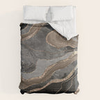 Black Brown Marble Agate Gold Glitter Glam #1 (Faux Glitter) #decor #art #society6 Comforter Gallery Image 6