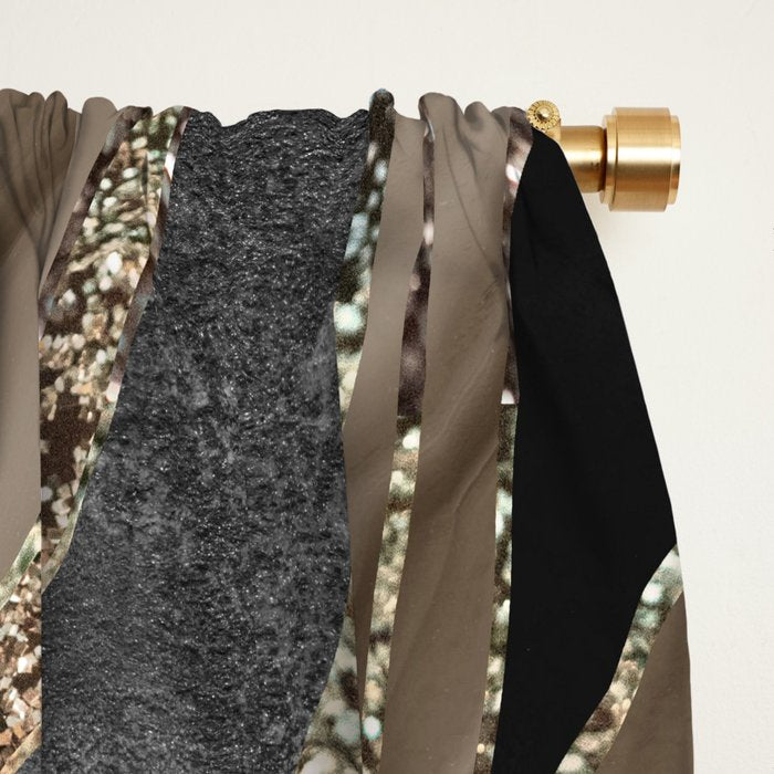 Black Brown Marble Agate Gold Glitter Glam #1 (Faux Glitter) #decor #art #society6 Window Curtain Gallery Image 2