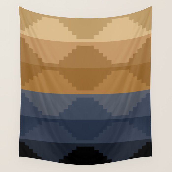 Geometric Aztec Pyramid Pattern X Wall Tapestry Gallery Image 1