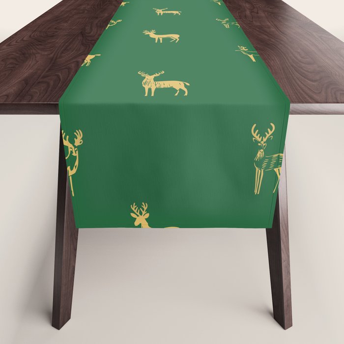Christmas reindeer animal art pattern Table Runner Gallery Image 1