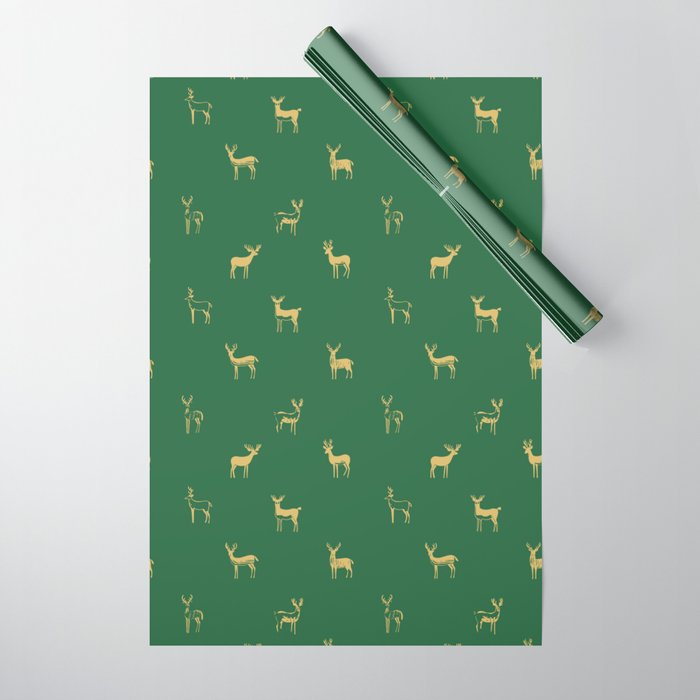 Christmas reindeer animal art pattern Wrapping Paper Gallery Image 1