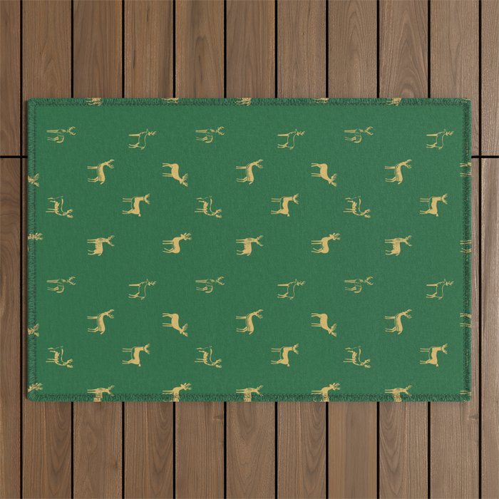 Christmas reindeer animal art pattern Outdoor Rug Gallery Image 1