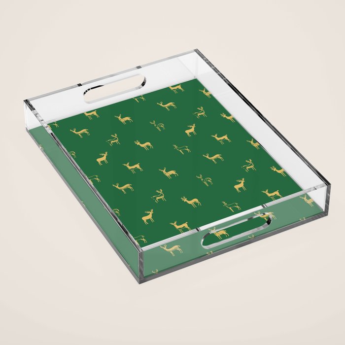 Christmas reindeer animal art pattern Acrylic Tray Gallery Image 1