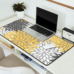 Modern Flowers Print, Yellow, White and Charcoal Grey Desk Mat Gallery Image 2