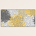 Modern Flowers Print, Yellow, White and Charcoal Grey Desk Mat Gallery Image 3