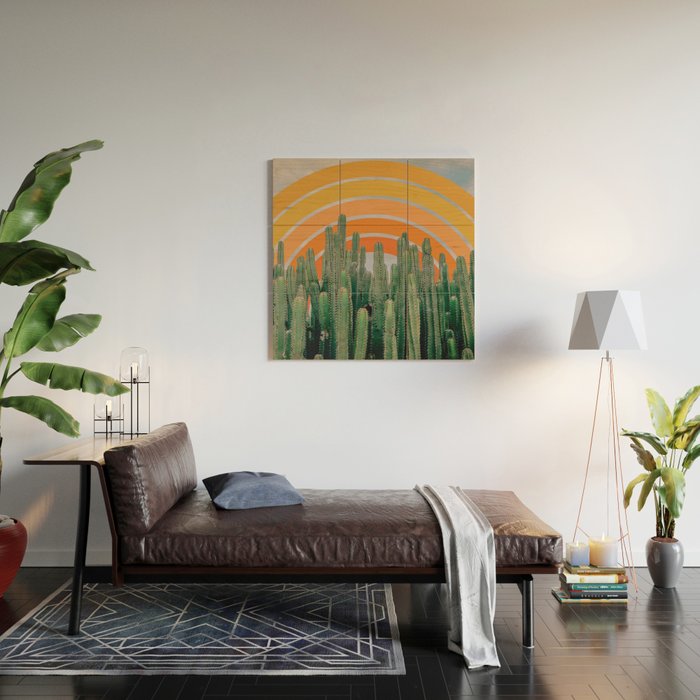 Cactus and Rainbow #1 Wood Wall Art Gallery Image 2