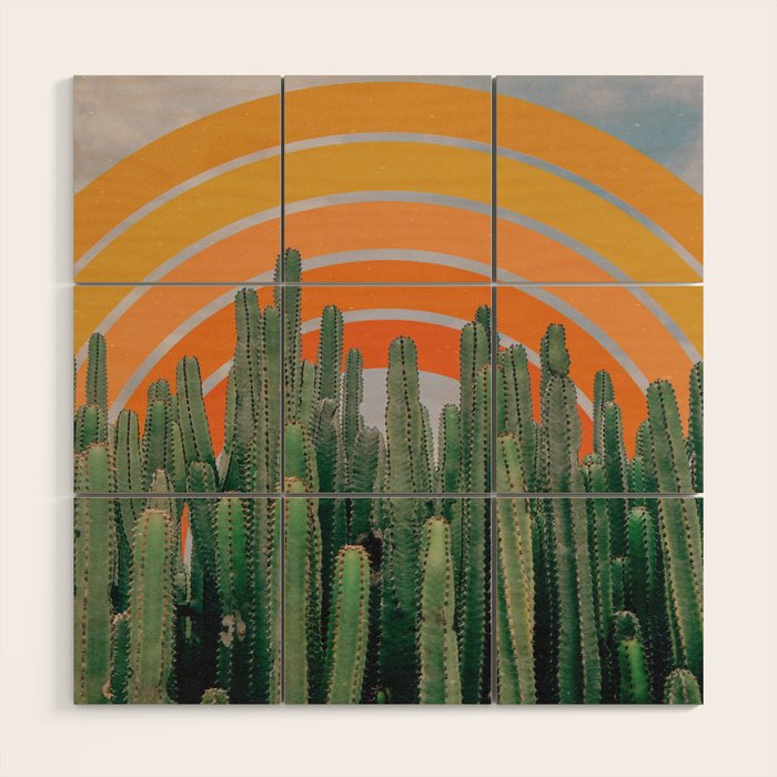 Cactus and Rainbow #1 Wood Wall Art Gallery Image 1