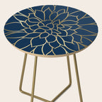 Floral Prints, Line Art, Navy Blue and Gold Side Table Gallery Image 2
