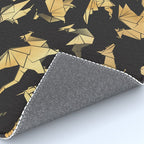 Origami metallic dragon friends // black background golden fantasy animals Rug Gallery Image 4