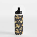Origami metallic dragon friends // black background golden fantasy animals Water Bottle Gallery Image 2