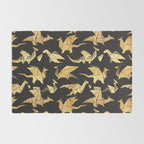 Origami metallic dragon friends // black background golden fantasy animals Rug Gallery Image 2