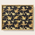 Origami metallic dragon friends // black background golden fantasy animals Serving Tray Gallery Image 1