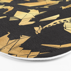 Origami metallic dragon friends // black background golden fantasy animals Bath Mat Gallery Image 3