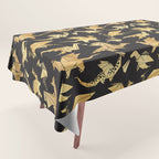Origami metallic dragon friends // black background golden fantasy animals Tablecloth Gallery Image 1