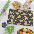 Origami metallic dragon friends // black background golden fantasy animals Cutting Board Gallery Image 2