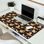 Origami metallic dragon friends // black background golden fantasy animals Desk Mat Gallery Image 2