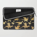 Origami metallic dragon friends // black background golden fantasy animals Laptop Sleeve Gallery Image 2