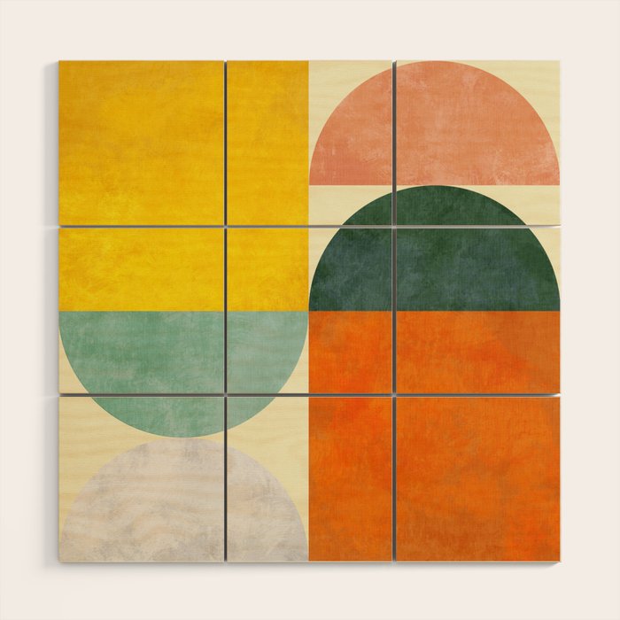 Geometric Abstract Mid Century Modern 4 Wood Wall Art Gallery Image 1