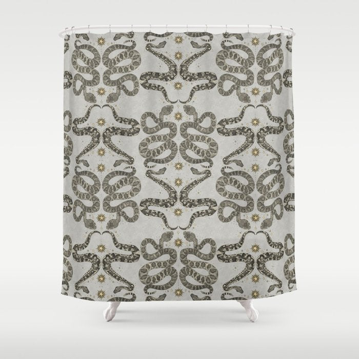 celestial snakes silver Shower Curtain Gallery Image 1