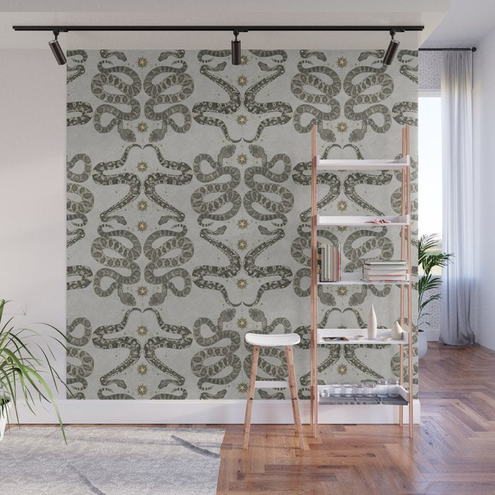 celestial snakes silver Wall Mural Gallery Image 1
