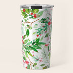 Holiday Christmas Winter Nature Botanical Leaves Green Travel Mug Gallery Image 1