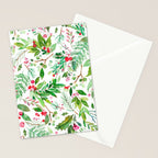 Holiday Christmas Winter Nature Botanical Leaves Green Stationery Card Gallery Image 2