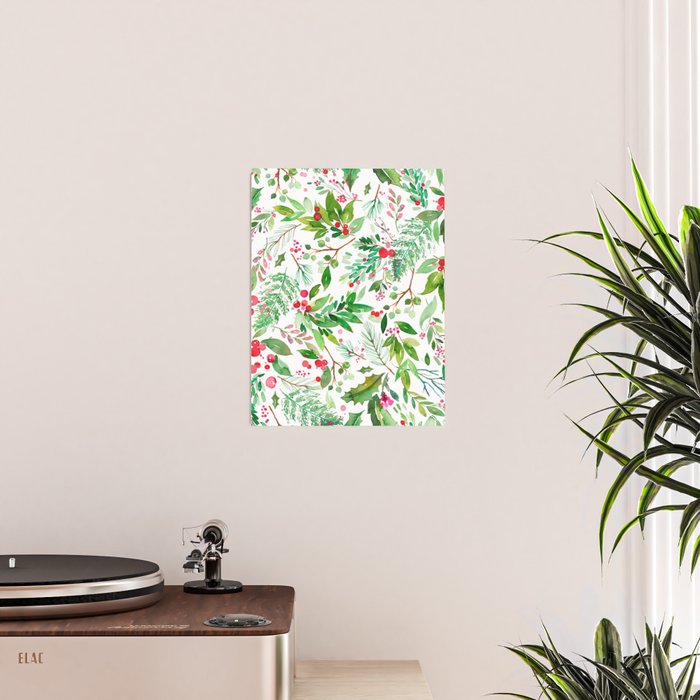 Holiday Christmas Winter Nature Botanical Leaves Green Poster Gallery Image 2