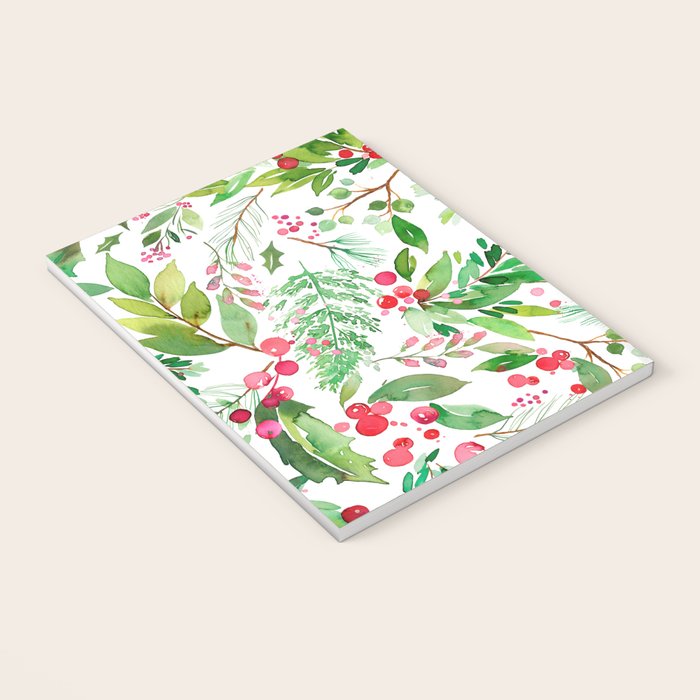 Holiday Christmas Winter Nature Botanical Leaves Green Notebook Gallery Image 3