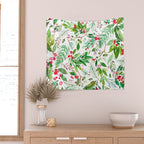 Holiday Christmas Winter Nature Botanical Leaves Green Wall Tapestry Gallery Image 2
