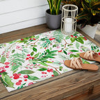 Holiday Christmas Winter Nature Botanical Leaves Green Outdoor Rug Gallery Image 2