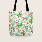 Holiday Christmas Winter Nature Botanical Leaves Green Tote Bag Gallery Image 1