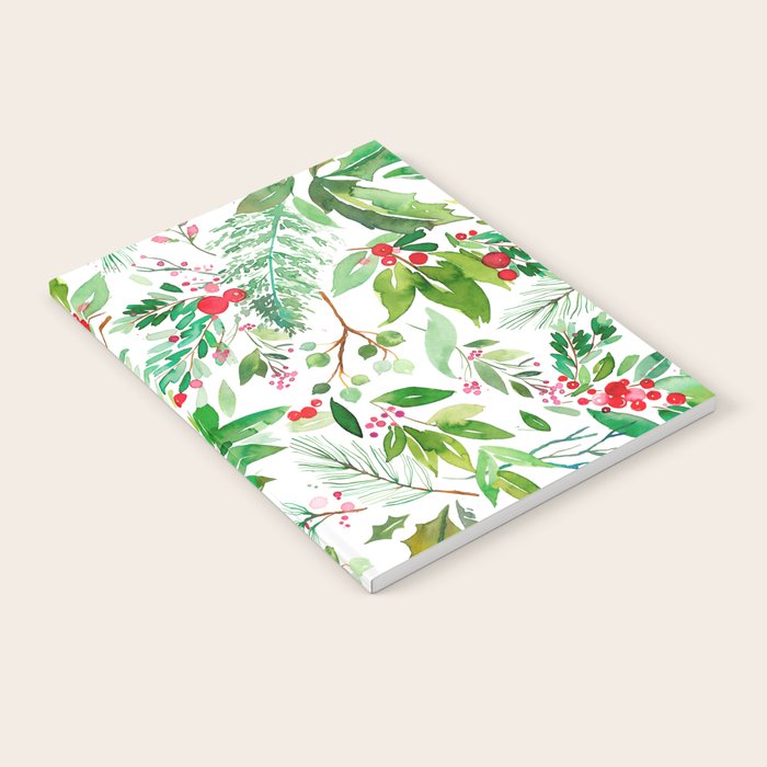 Holiday Christmas Winter Nature Botanical Leaves Green Notebook Gallery Image 2