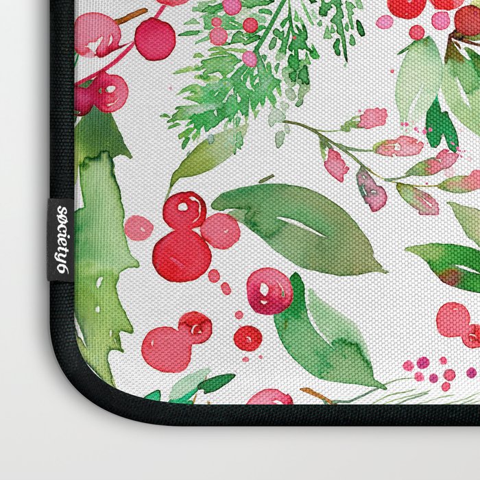Holiday Christmas Winter Nature Botanical Leaves Green Laptop Sleeve Gallery Image 3