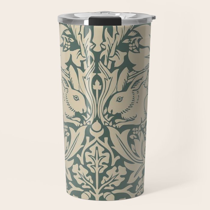 William Morris Brother Rabbit Sage Green Brer Art Travel Mug Gallery Image 1