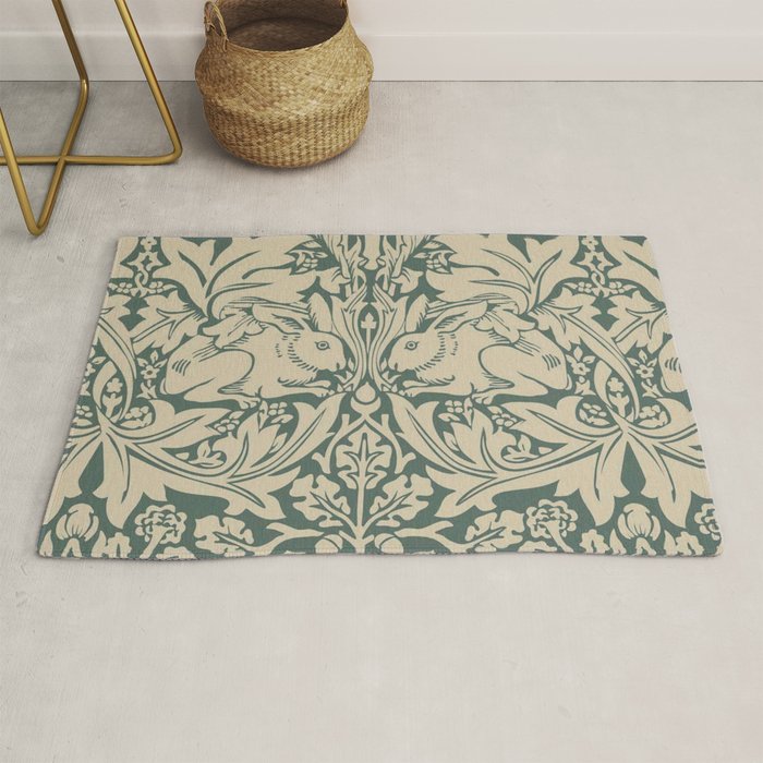 William Morris Brother Rabbit Sage Green Brer Art Rug Gallery Image 1