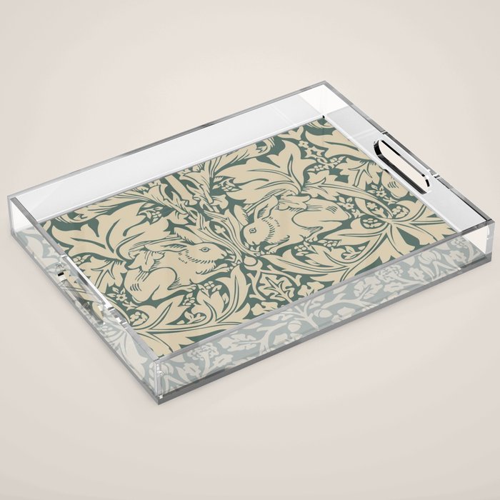 William Morris Brother Rabbit Sage Green Brer Art Acrylic Tray Gallery Image 1