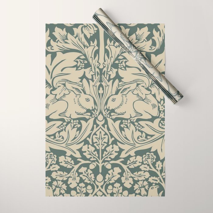 William Morris Brother Rabbit Sage Green Brer Art Wrapping Paper Gallery Image 1