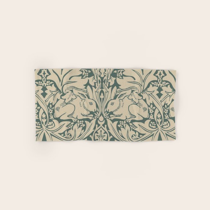 William Morris Brother Rabbit Sage Green Brer Art Bath Towel Gallery Image 1