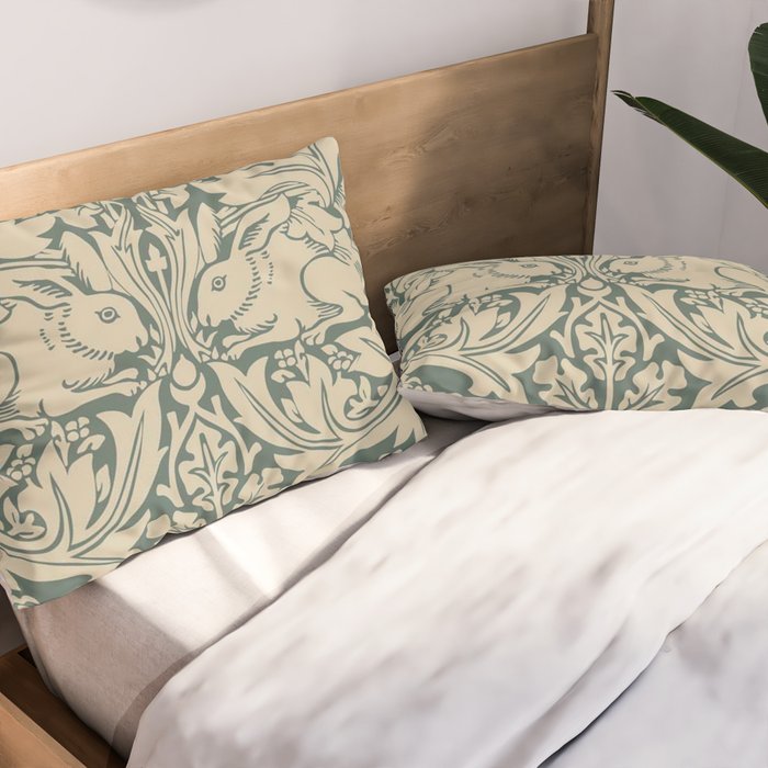 William Morris Brother Rabbit Sage Green Brer Art Pillow Sham Gallery Image 2