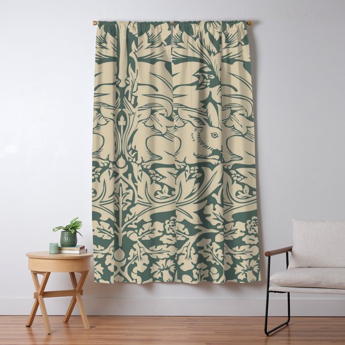 William Morris Brother Rabbit Sage Green Brer Art Window Curtain Gallery Image 5
