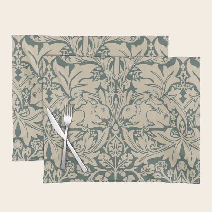 William Morris Brother Rabbit Sage Green Brer Art Placemat Gallery Image 1