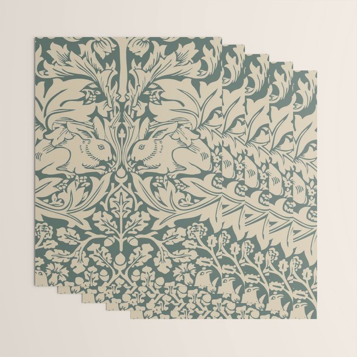 William Morris Brother Rabbit Sage Green Brer Art Wrapping Paper Gallery Image 3