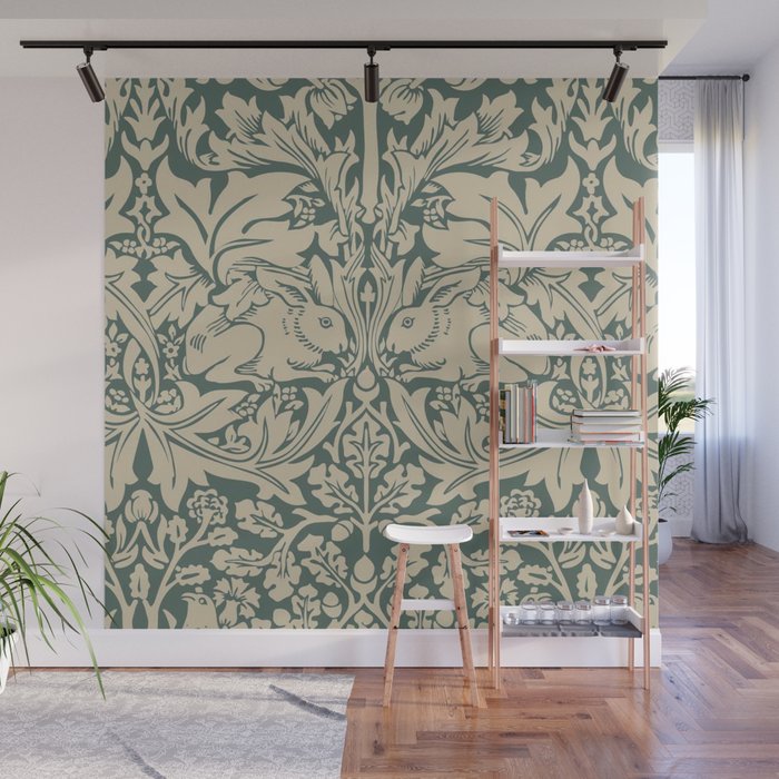 William Morris Brother Rabbit Sage Green Brer Art Wall Mural Gallery Image 1
