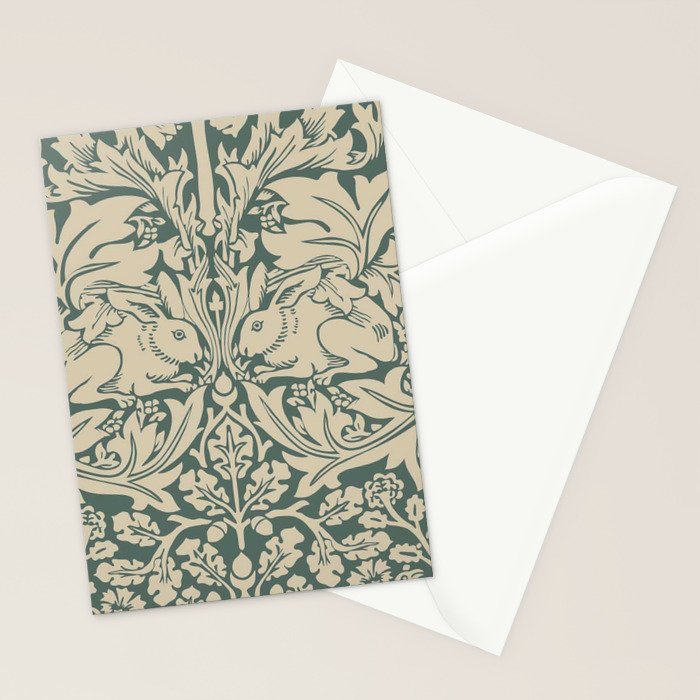 William Morris Brother Rabbit Sage Green Brer Art Stationery Card Gallery Image 2