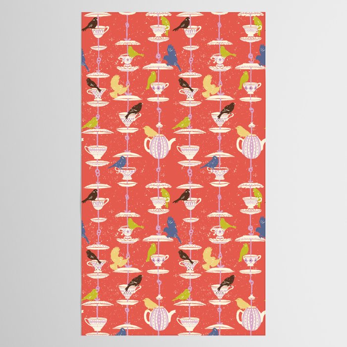 Garden Bird feeding happy red Tablecloth Gallery Image 2