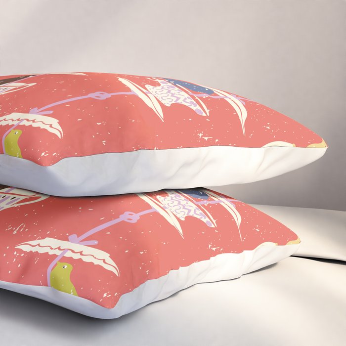 Garden Bird feeding happy red Pillow Sham Gallery Image 3