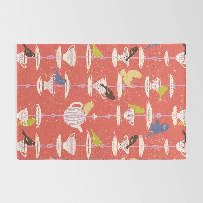 Garden Bird feeding happy red Rug Gallery Image 2