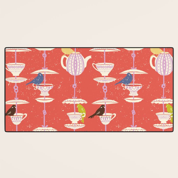 Garden Bird feeding happy red Desk Mat Gallery Image 3