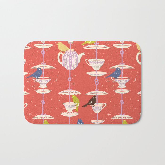 Garden Bird feeding happy red Bath Mat Gallery Image 1