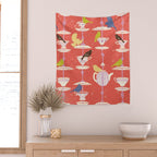 Garden Bird feeding happy red Wall Tapestry Gallery Image 2